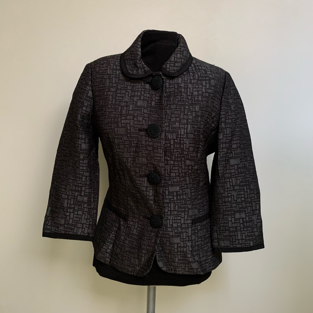 MSSP Max Studio Specialty Products Jacket Blazer-Gray Black Geometric Pattern-6R
